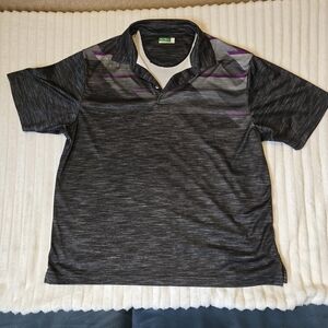 Ben Hogan Performance Dark Gray Polo with Purple Stripes